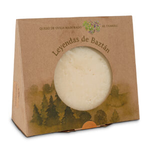 Queso de oveja al Txakolí Leyendas de Baztán 250 g, elaborado en Navarra con leche cruda y afinado con vino blanco txakolí.