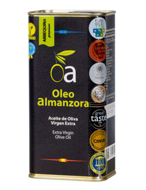 Aceite de oliva virgen extra Arbequina Oleo Almanzora en lata de 500 ml, sabor afrutado y suave.
