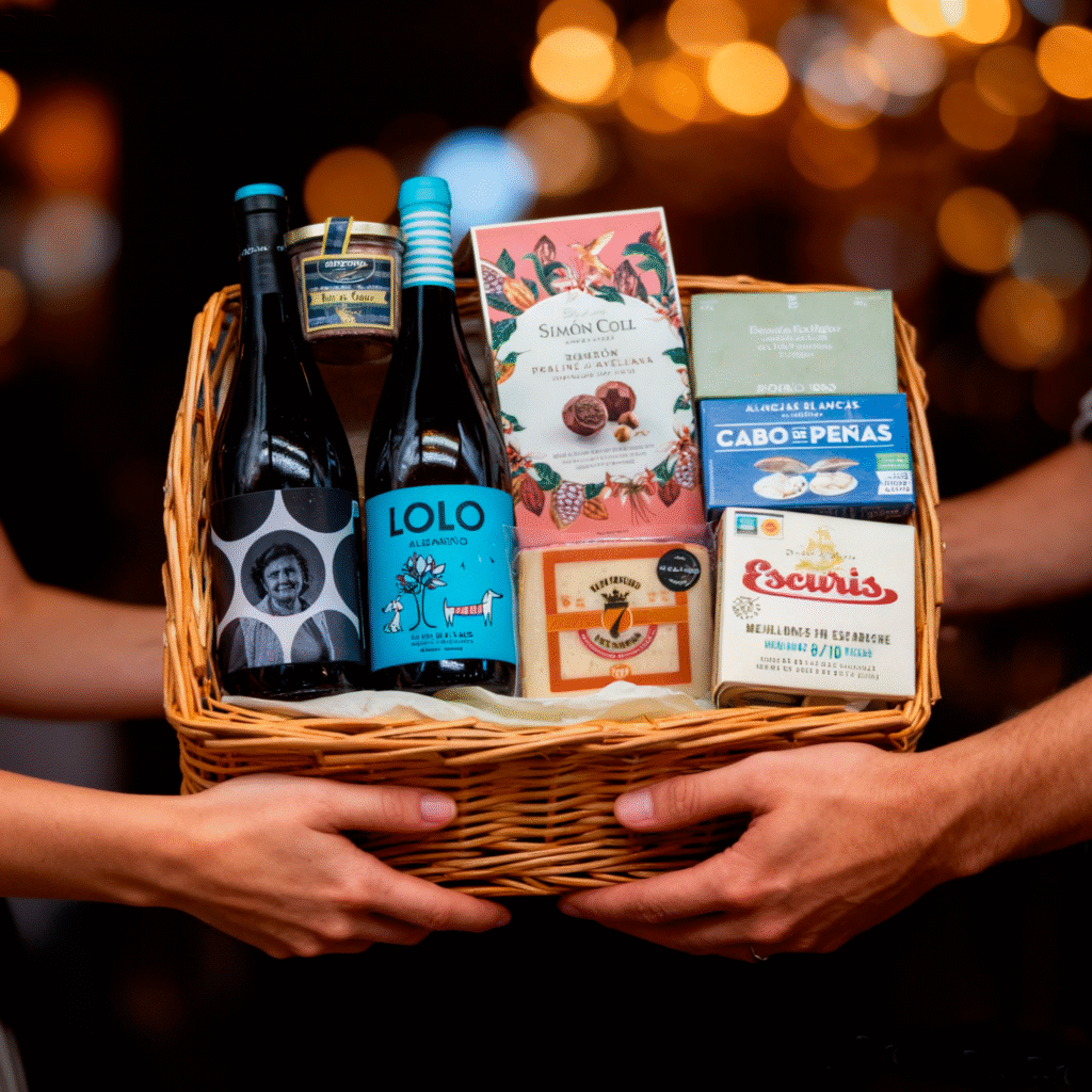 comprar Cesta y lote gourmet con productos artesanos, ibéricos y vino – regalo gastronómico premium de Sabores del Lugar