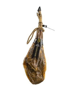 Jamón Bellota 100% Ibérico de Ibéricos Benito, curación artesanal, magro y grasa infiltrada, elaborado en Guijuelo y Sierra Norte de Sevilla.